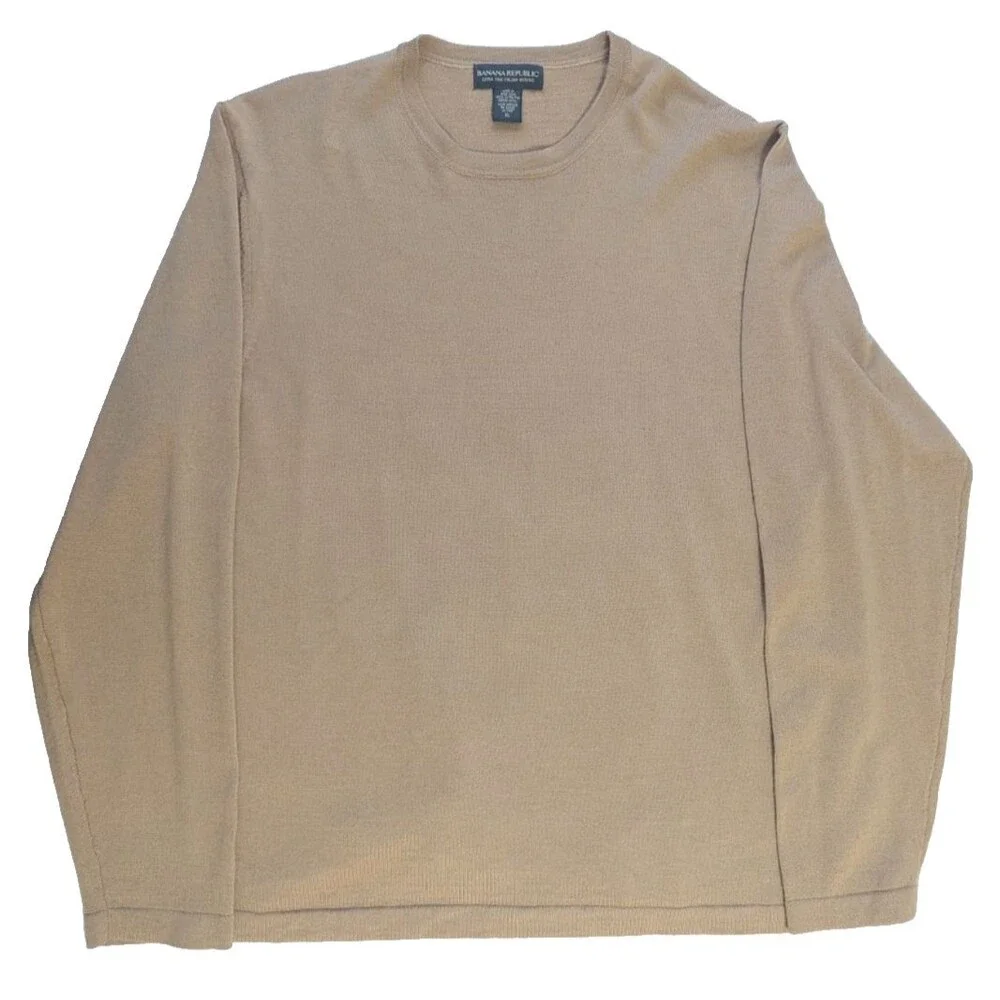 Banana Republic Extra Fine Italian Wool Sweater Men's XL  Tan